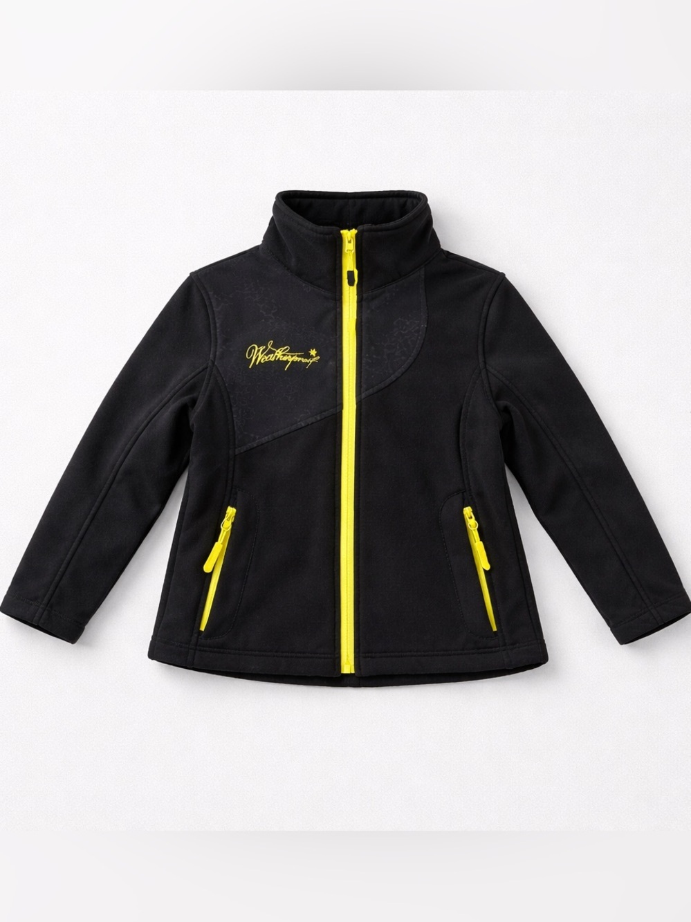 Weatherproof 2T Fleece lined Black Jacket with Yellow Zipper Accents